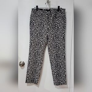 NEW! BANANA REPUBLIC ZEBRA PRINT SLOAN PANTS! WOMENS 10! black white animal